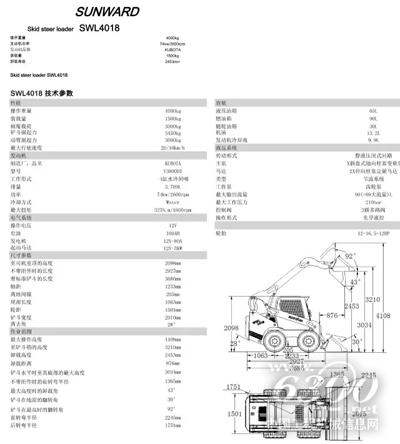 山河智能SWL4018滑移裝載機(jī)主要參數(shù)